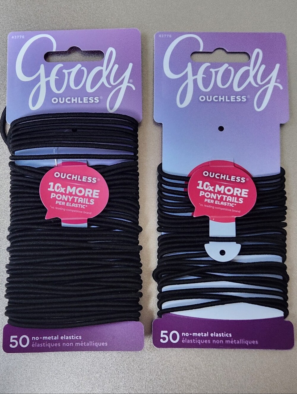 Goody Ouchless Black Hair Elastics - Pack of 50